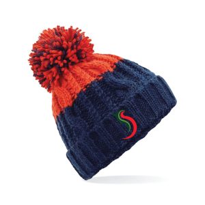 Cambrian Birds Navy / Red Bobble Hat