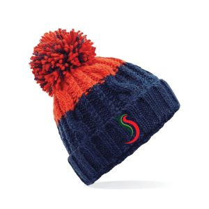Cambrian Butchers & Farm Shop Navy / Red Bobble Hat